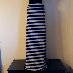Stripped Maxi Skirt, Blue/Grey